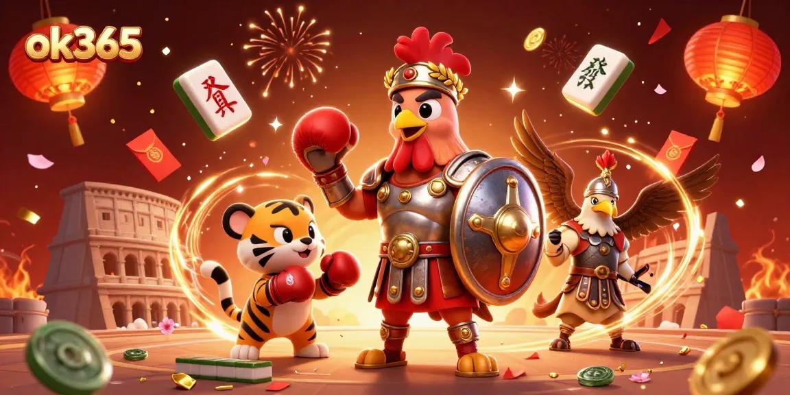 Experience thrilling gameplay at ok365 with a vibrant 3D illustration showcasing epic casino scenes.