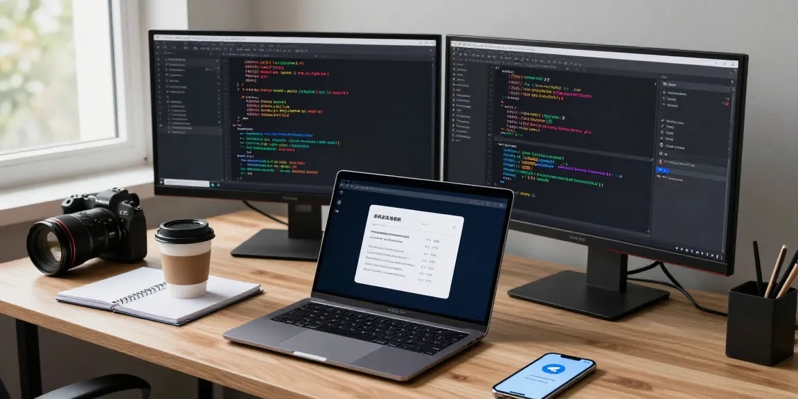 Setting up Telegram Chinese language options on a sleek laptop in a modern workspace.