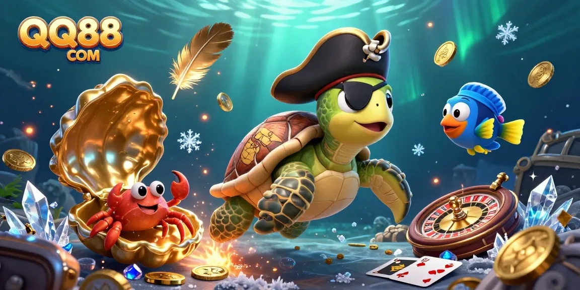 Engage in thrilling gameplay at QQ88 COM with dynamic visuals of exciting casino elements and characters.