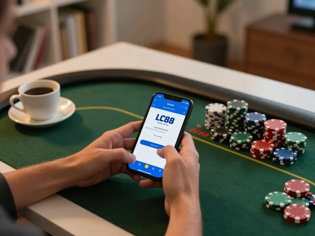 Engaging with the LC88 Đăng nhập screen on a smartphone, enhancing the betting strategy experience.
