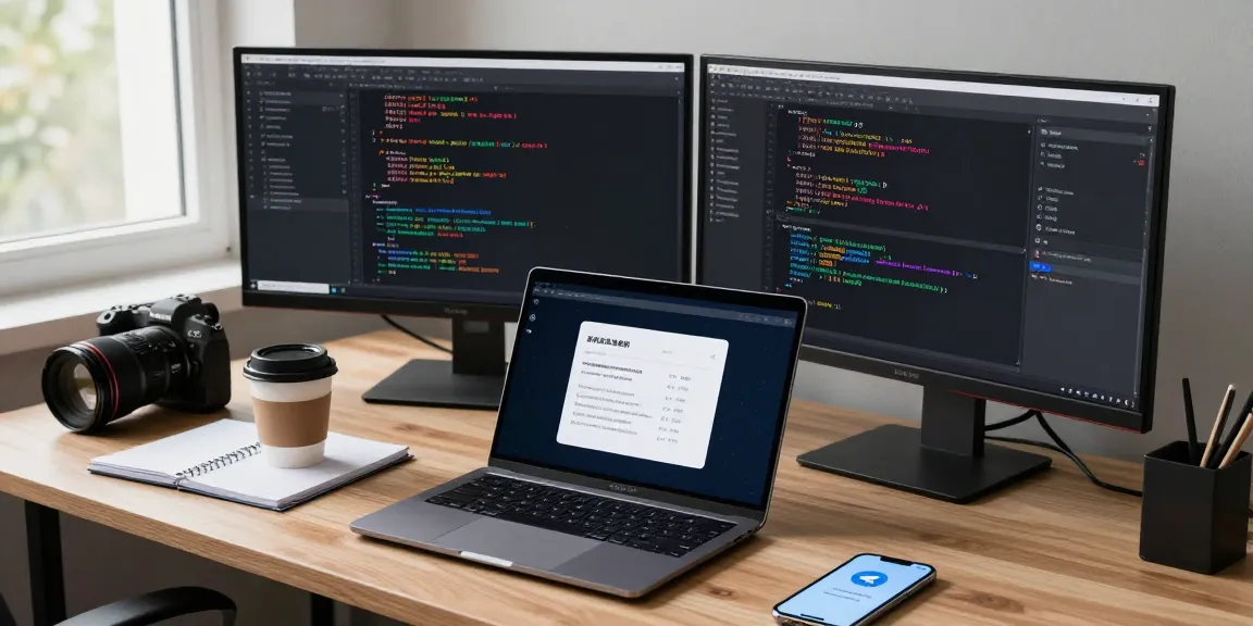 Setting up Telegram Chinese language options on a sleek laptop in a modern workspace.