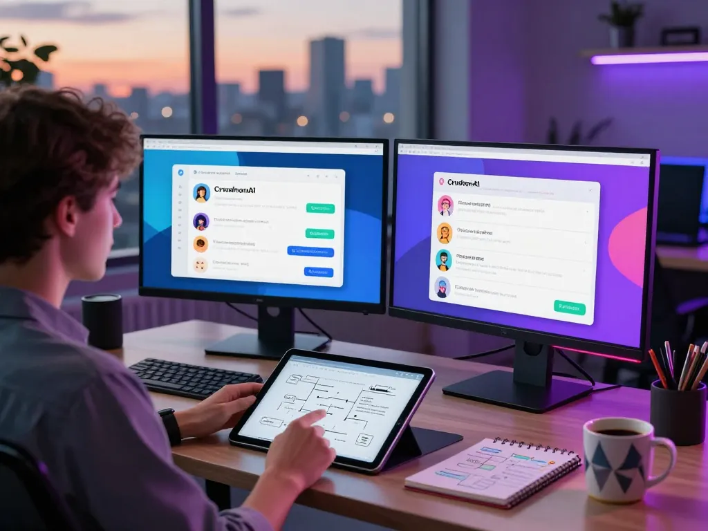 Interactive CrushonAI chatbot interface showcasing dynamic user experience in a vibrant tech workspace.