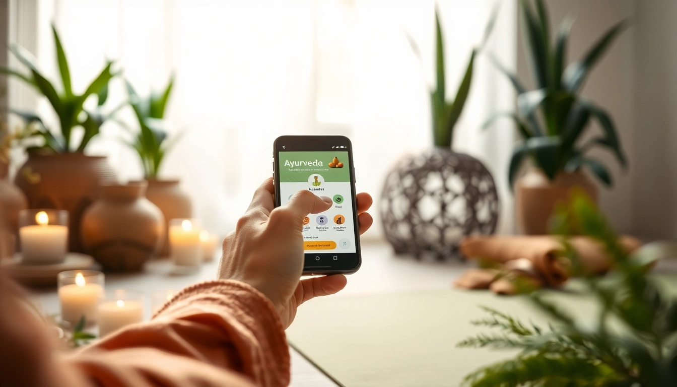 Discovering holistic wellness tools with Ayurveda Mobile App on a smartphone.