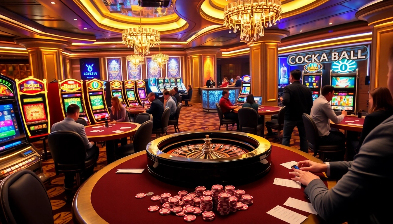 luck8 players enjoying an immersive casino environment with high-stakes games and vibrant slot machines.